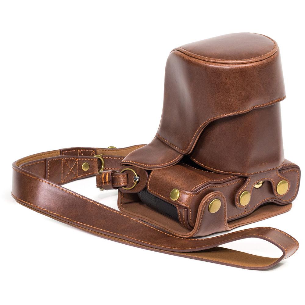 MegaGear MG997 Ever Ready Leather Case with Bottom Opening for LUMIX GX85 14-140mm