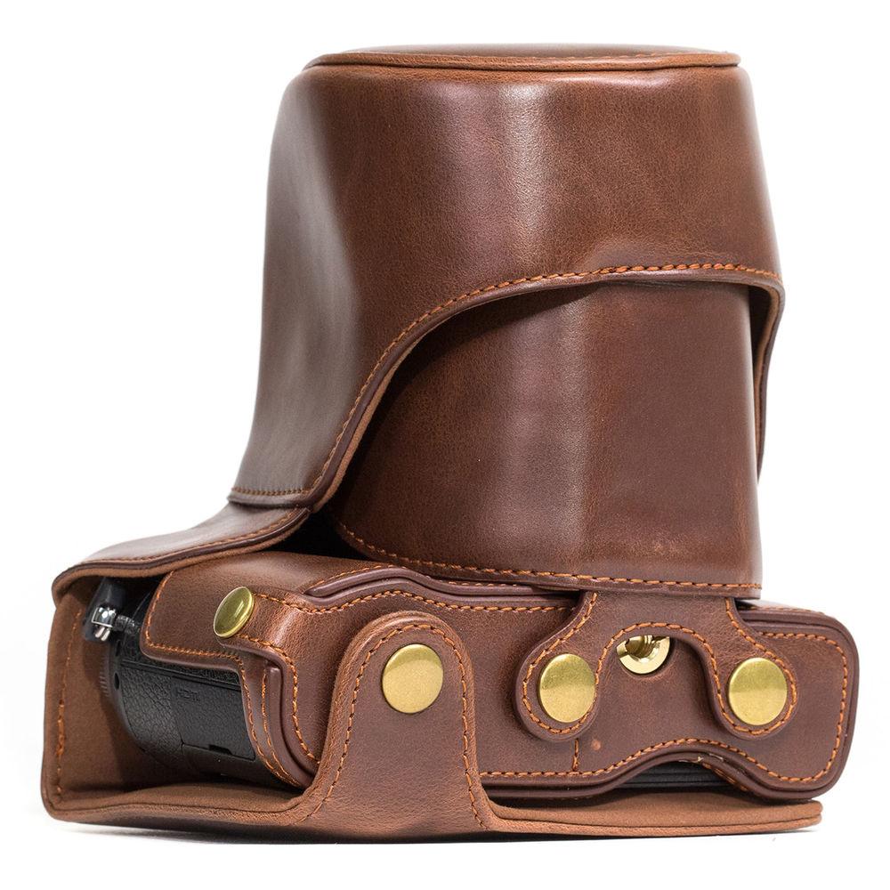 MegaGear MG997 Ever Ready Leather Case with Bottom Opening for LUMIX GX85 14-140mm