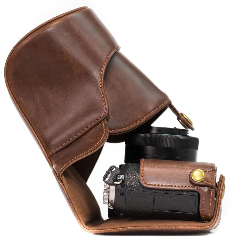 MegaGear MG997 Ever Ready Leather Case with Bottom Opening for LUMIX GX85 14-140mm