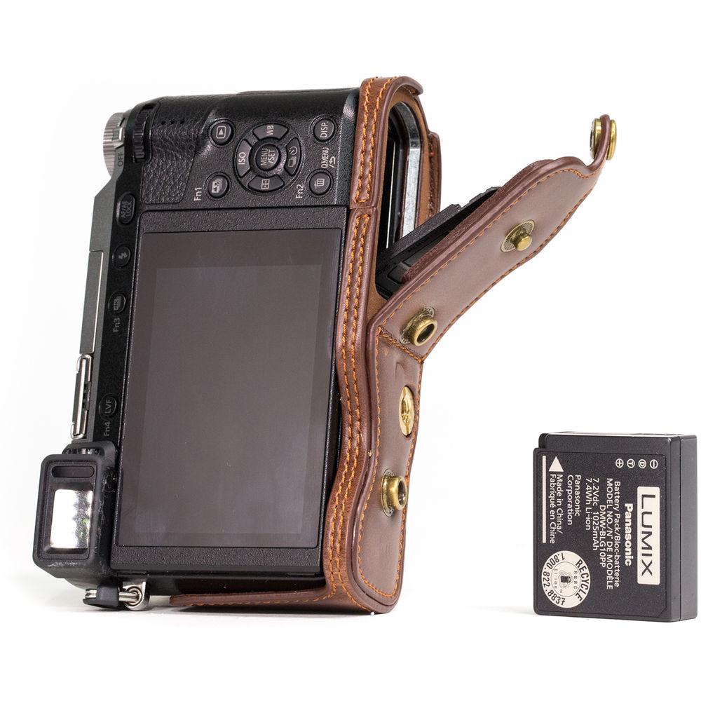 MegaGear MG997 Ever Ready Leather Case with Bottom Opening for LUMIX GX85 14-140mm