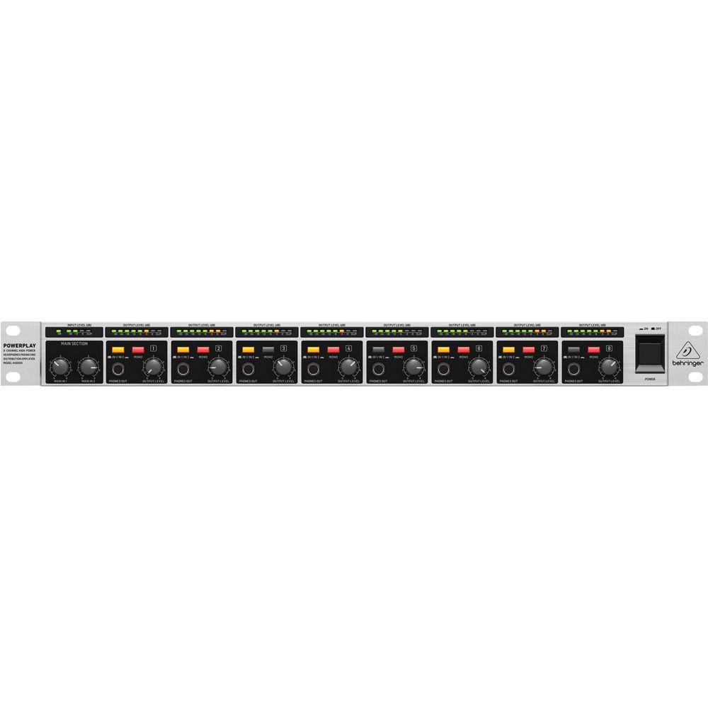 Behringer Powerplay HA8000 V2 8-Channel High-Power Headphones Mixing & Distribution Amplifier
