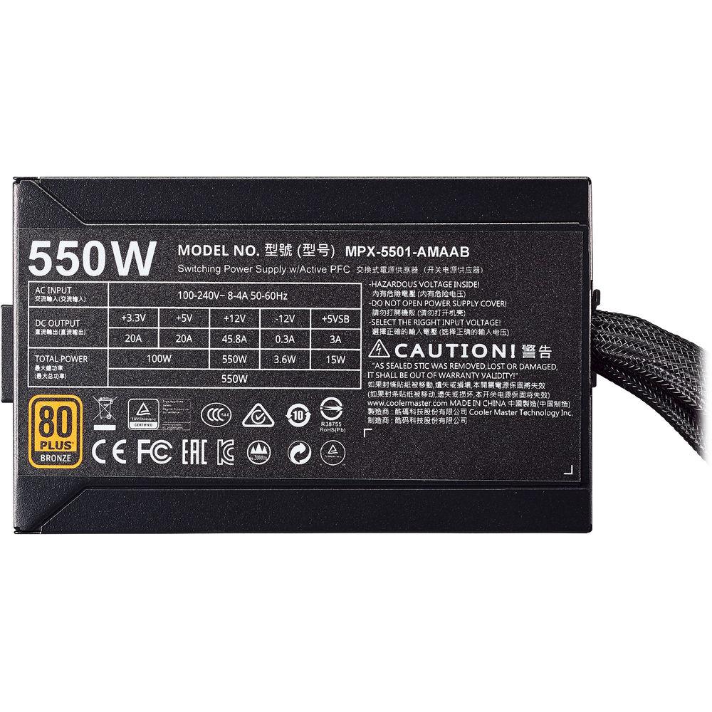 Cooler Master MasterWatt 550 550W 80 Plus Bronze Semi-Modular Power Supply