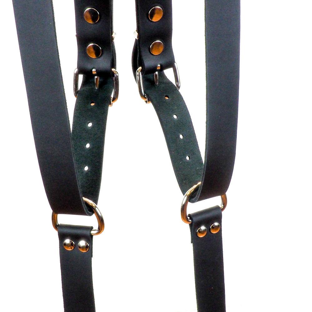 Funk Plus Cowhide Leather Snap Back Harness with 1.25" Wide Straps and D-Rings