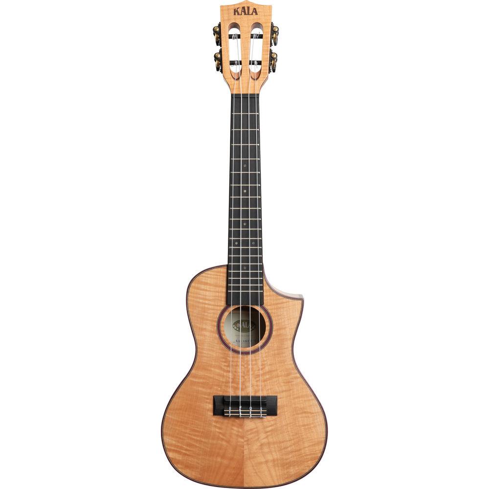 KALA Satin All Solid Flame Maple Cutaway Concert Ukulele