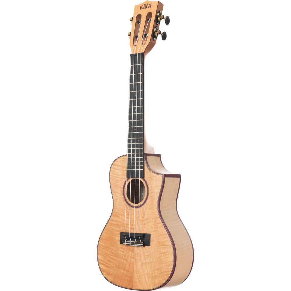 KALA Satin All Solid Flame Maple Cutaway Concert Ukulele