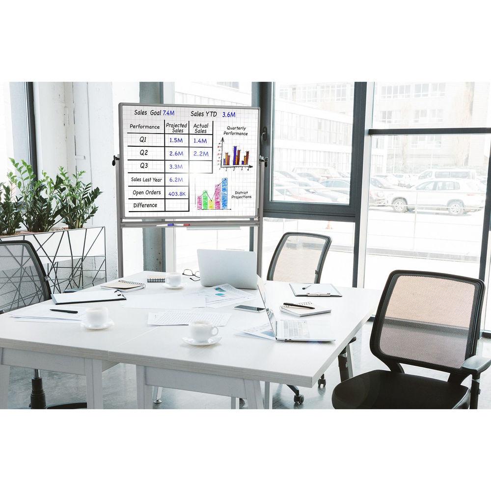 Luxor 48 x 36" Mobile Magnetic Double-Sided Ghost Grid Whiteboard