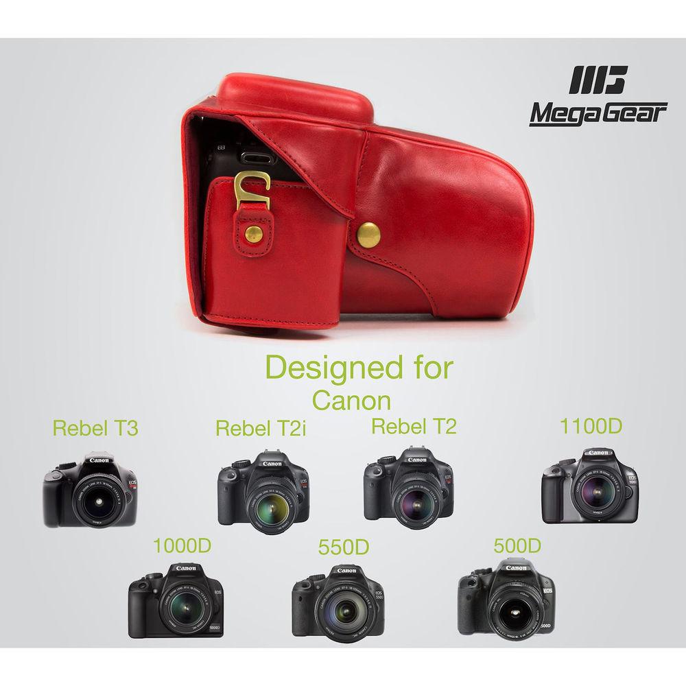 MegaGear Ever Ready PU Leather Case for Canon EOS Rebel T3, T2i, T2, 500D, 1000D with 18-55mm Lens