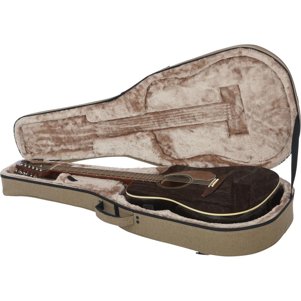 Gator Cases Rigid EPS Transit Series Lightweight Case for 12-String Dreadnought Guitars In Tan with Beige Inter