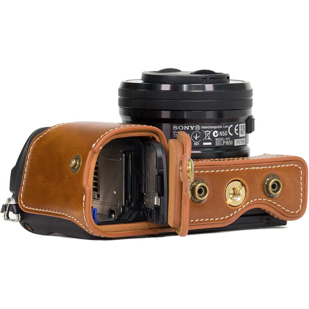 MegaGear MG989 Ever Ready Leather Case with Bottom Opening for Sony a5100 ILCE-5100