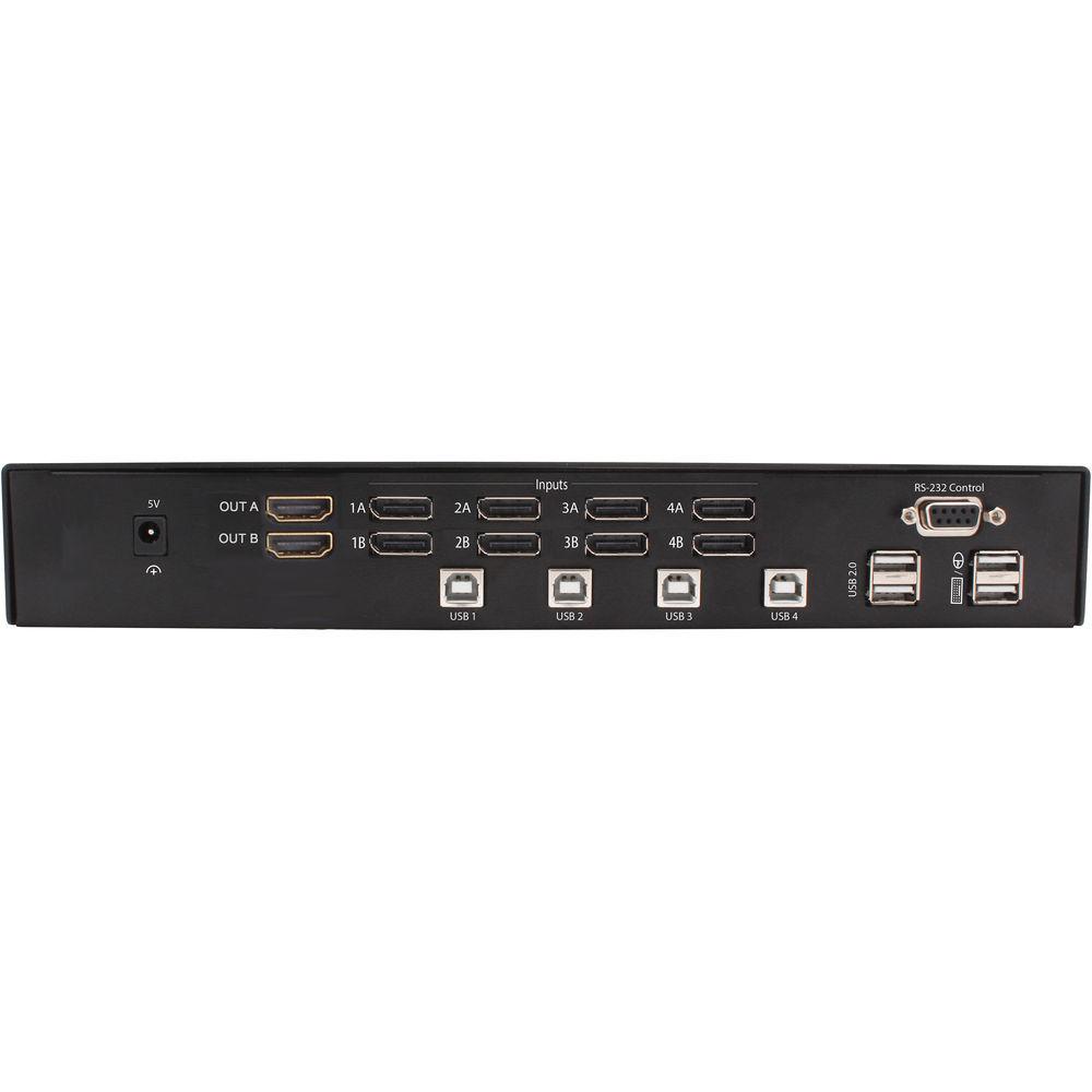 Smart-AVI 4-Port Duo DisplayPort-HDMI KVM Switch with USB 2.0 and Audio