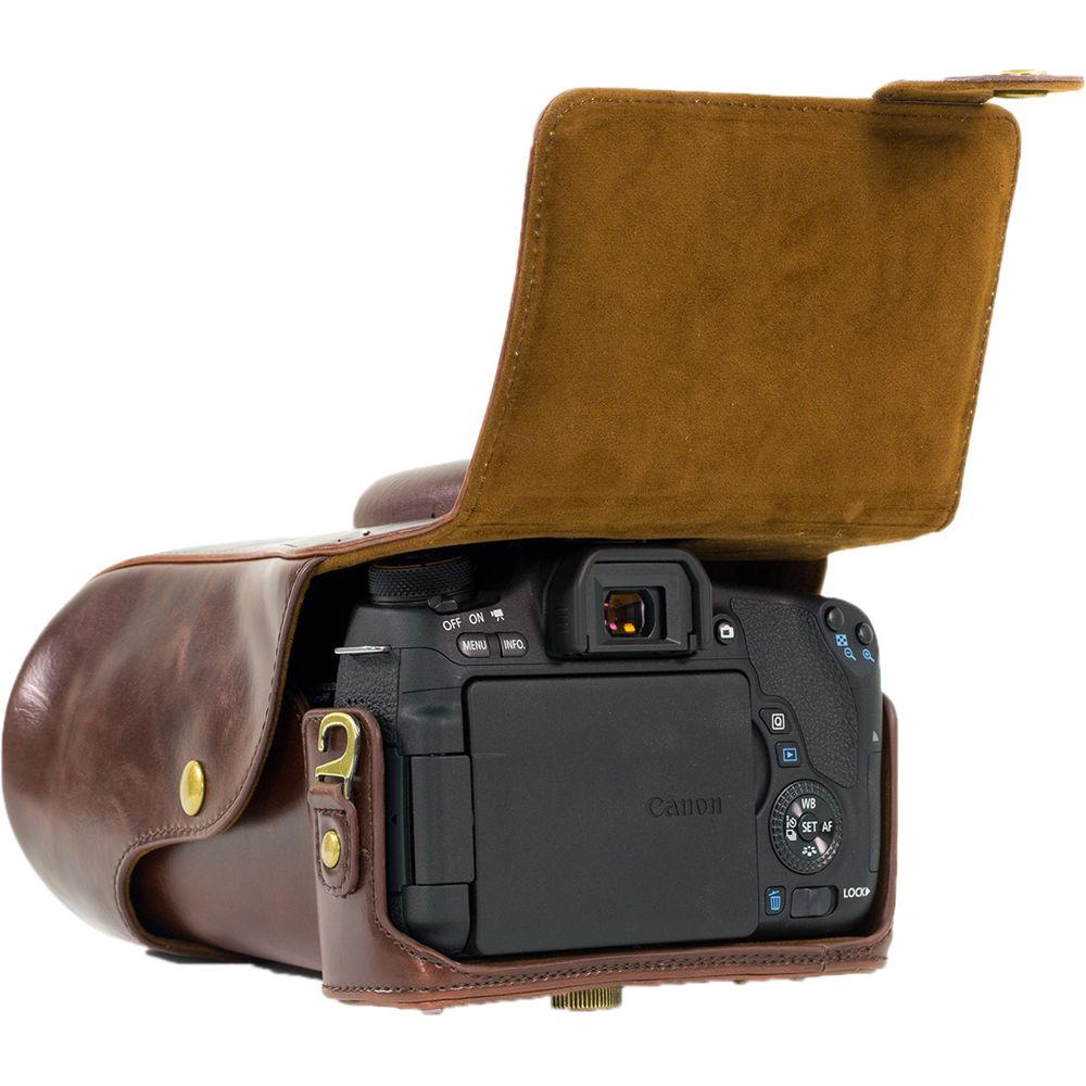 MegaGear Ever Ready PU Leather Camera Case with Strap for Canon EOS T6i, T6s, 800D