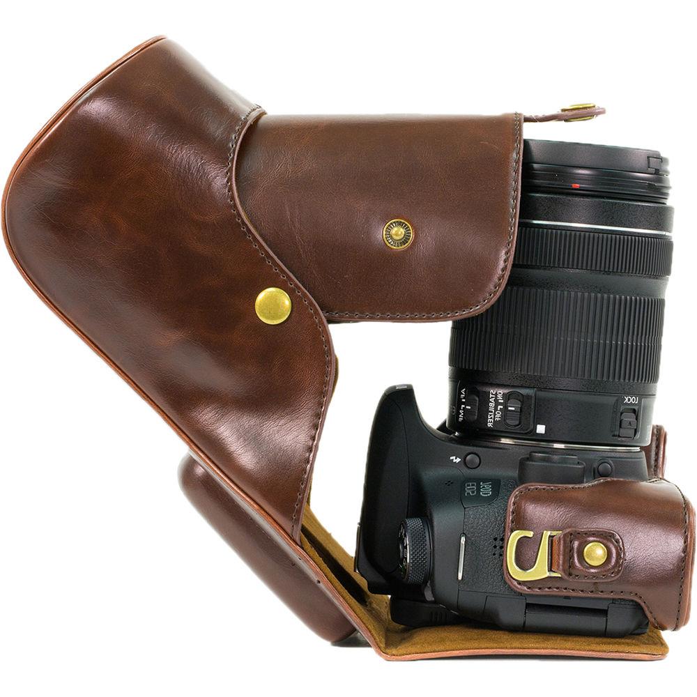 MegaGear Ever Ready PU Leather Camera Case with Strap for Canon EOS T6i, T6s, 800D