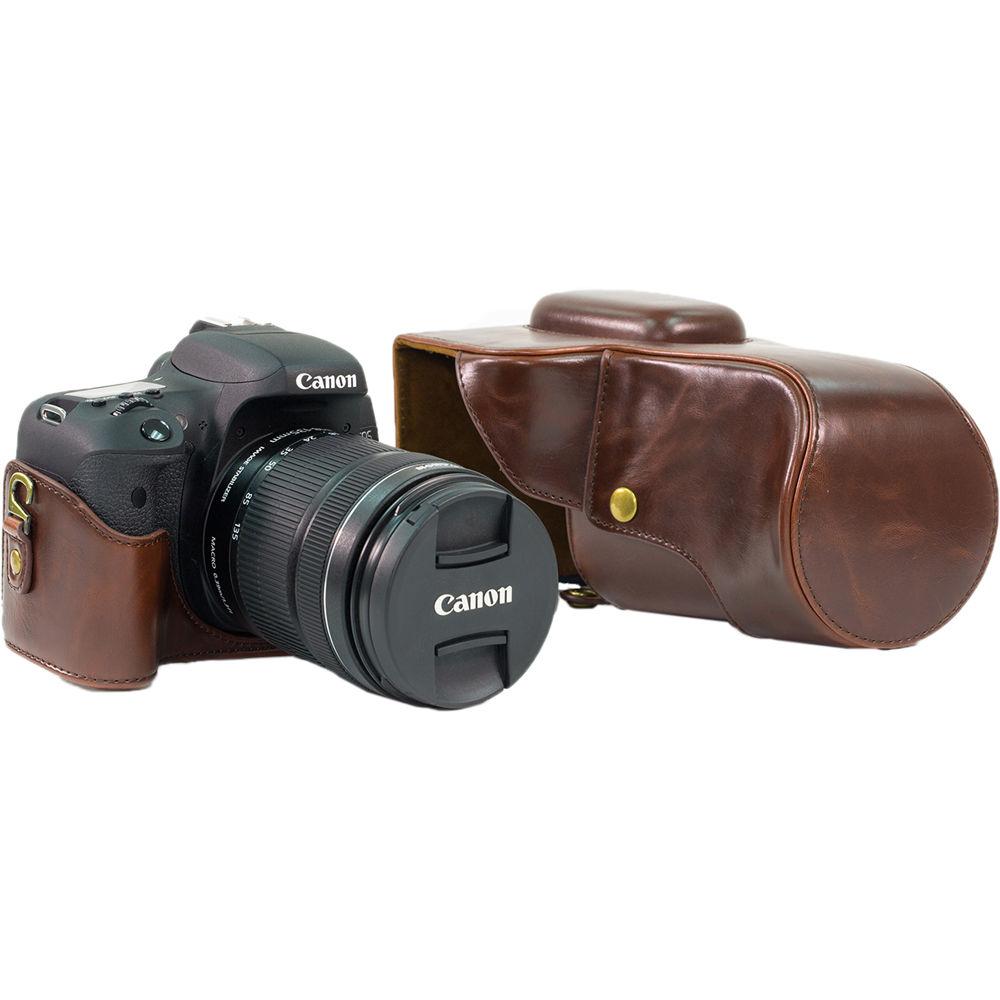 MegaGear Ever Ready PU Leather Camera Case with Strap for Canon EOS T6i, T6s, 800D