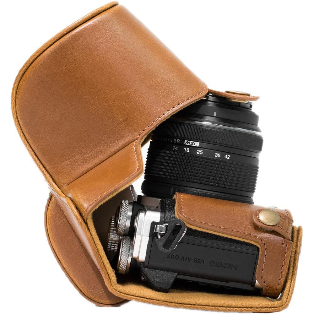 MegaGear MG637 Ever Ready Leather Case with Bottom Opening for Olympus OM-D E-M10 Mark II, 14-42mm