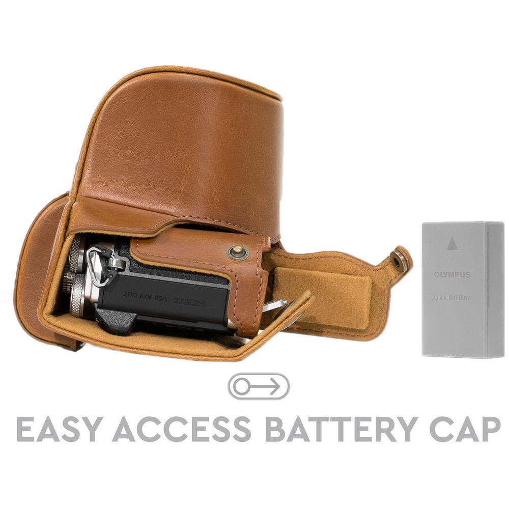 MegaGear MG637 Ever Ready Leather Case with Bottom Opening for Olympus OM-D E-M10 Mark II, 14-42mm