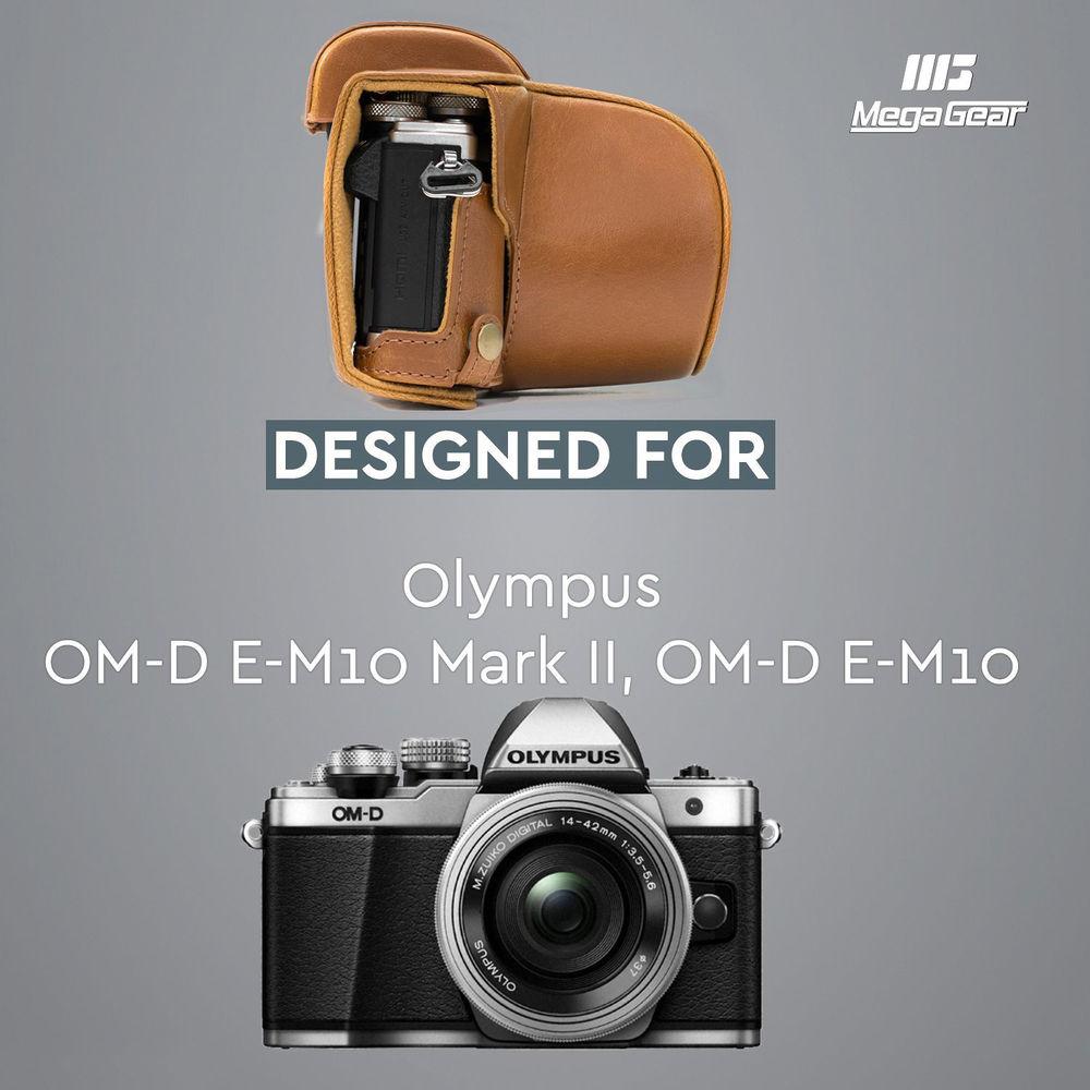 MegaGear MG637 Ever Ready Leather Case with Bottom Opening for Olympus OM-D E-M10 Mark II, 14-42mm