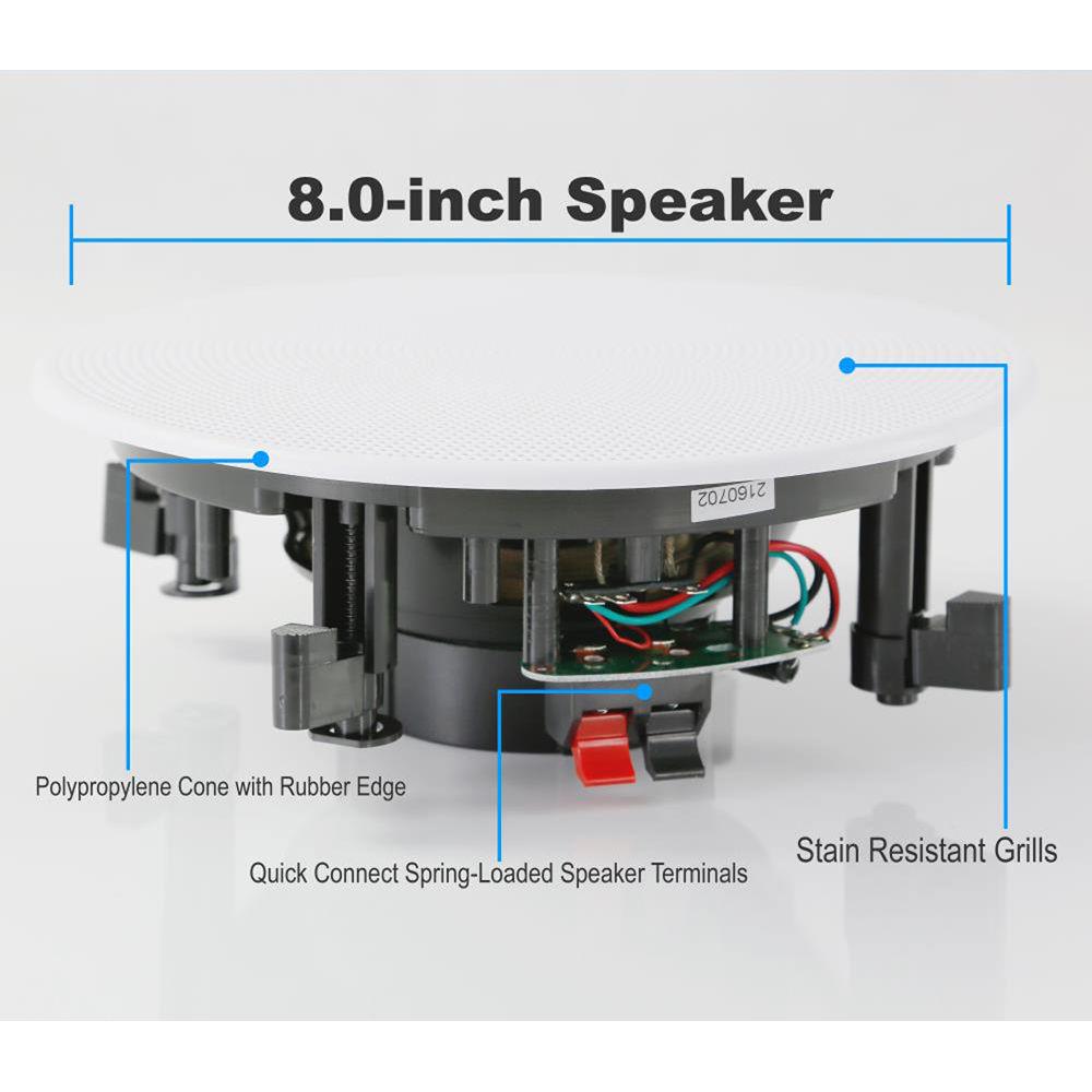 Pyle Pro PDIC1686 8" In-Wall In-Ceiling 250W 2-Way Stereo Speakers