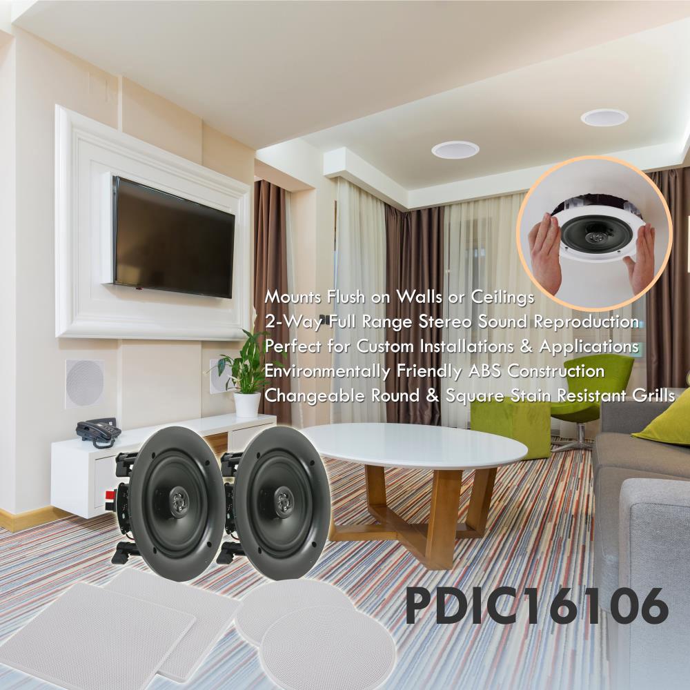 Pyle Pro PDIC1686 8" In-Wall In-Ceiling 250W 2-Way Stereo Speakers