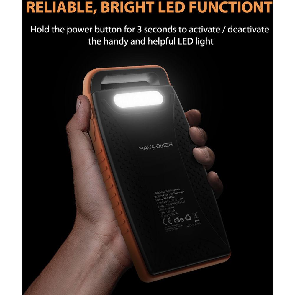 RAVPower 15,000mAh RP-PB003 Outdoor Solar Power Bank