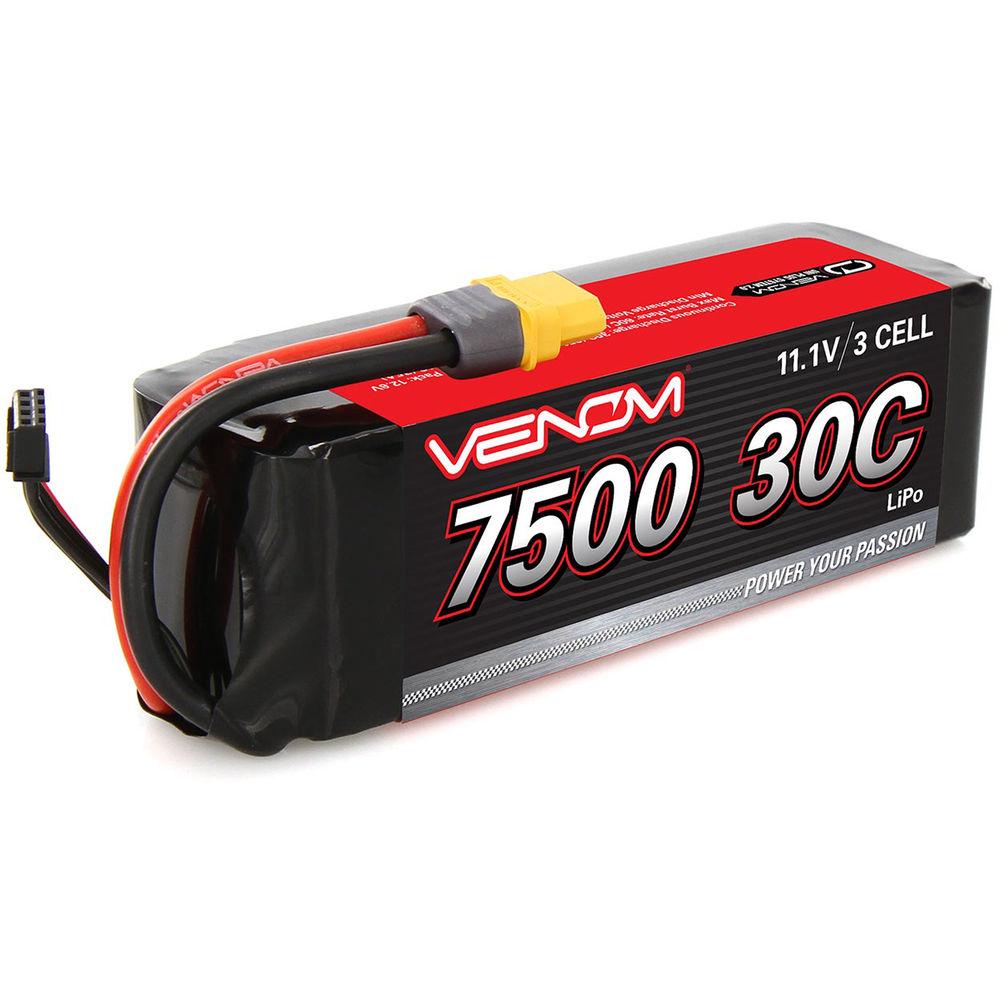 Venom Group Venom 30C 3S 7500mAh 11.1V 3 Cell RC Lipo Battery Traxxas Deans Tamiya Ec3 Plug