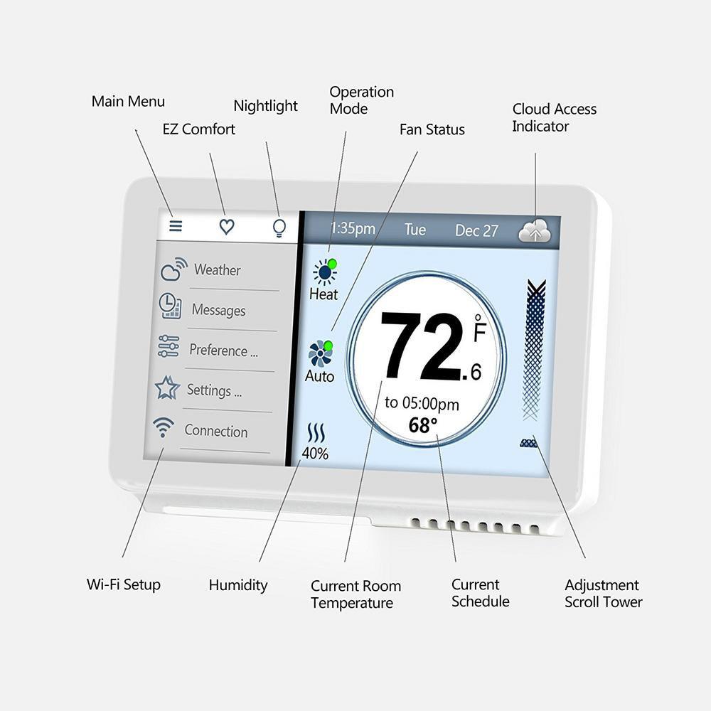Vine TJ-919 Wi-Fi Touchscreen Thermostat