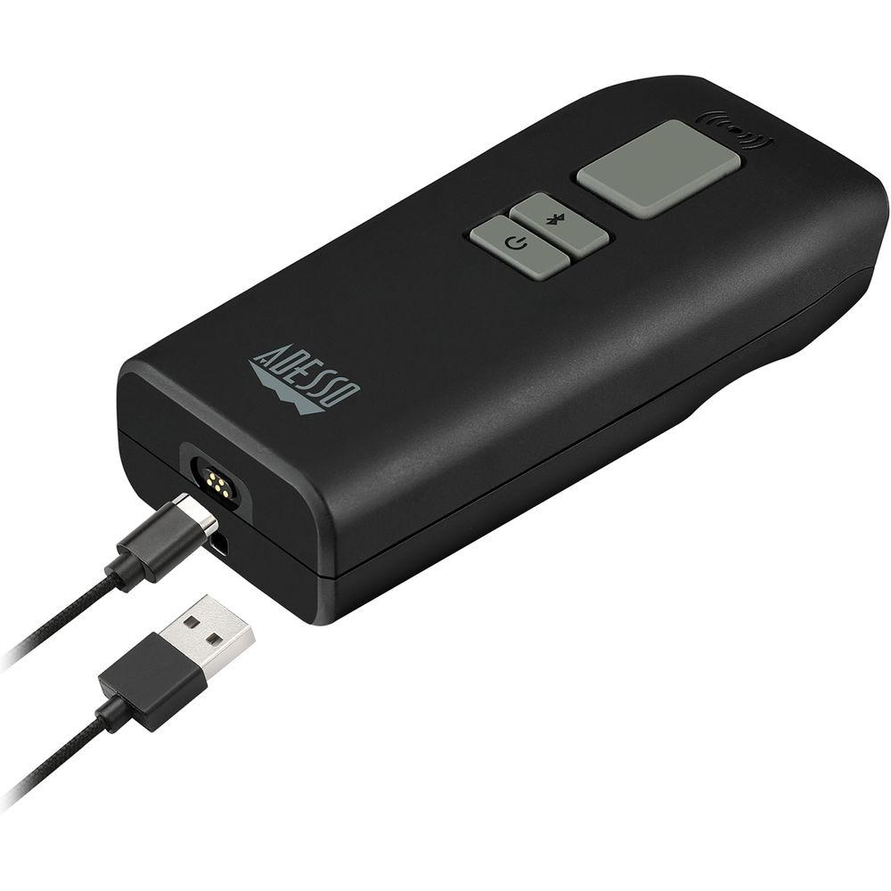 Adesso Portable Pocket Size Bluetooth Long Range CCD Barcode Scanner with Detachable Magnetic Cable