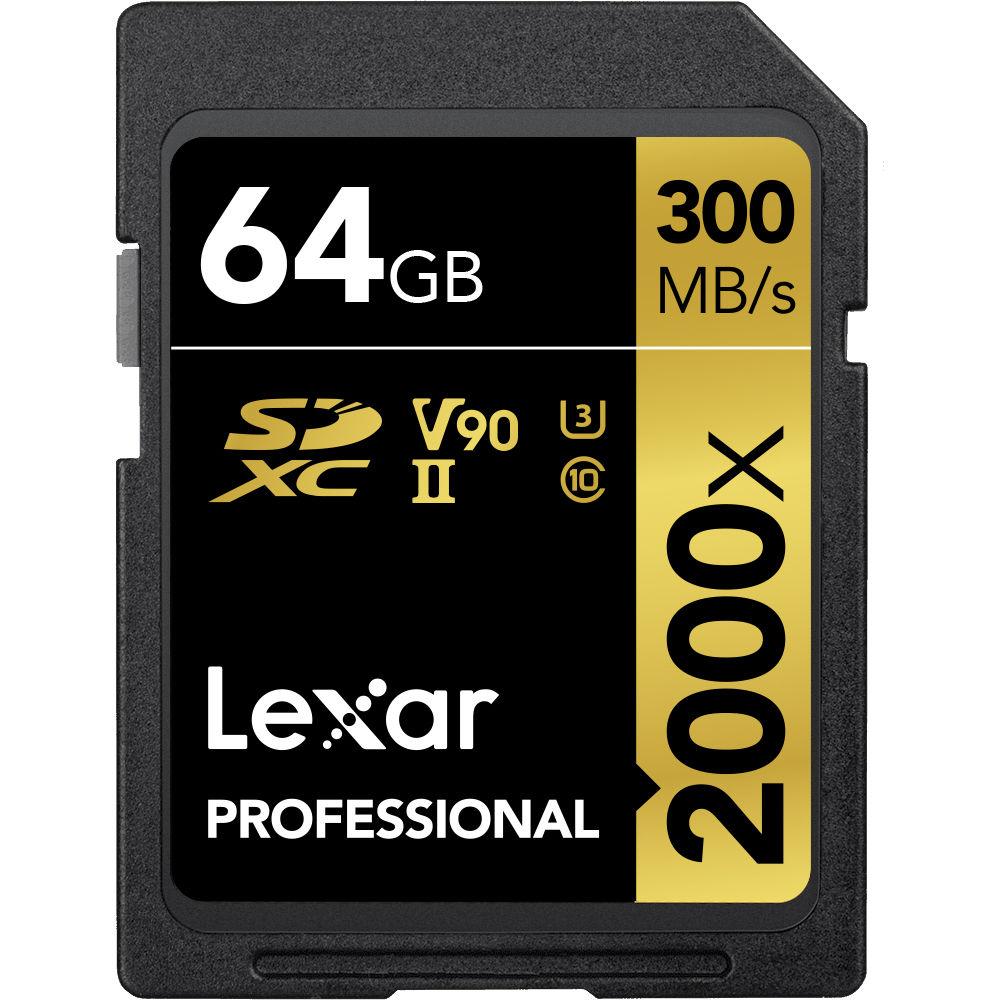 Lexar 64GB Professional 2000x UHS-II SDXC Memory Card with SD Card Reader