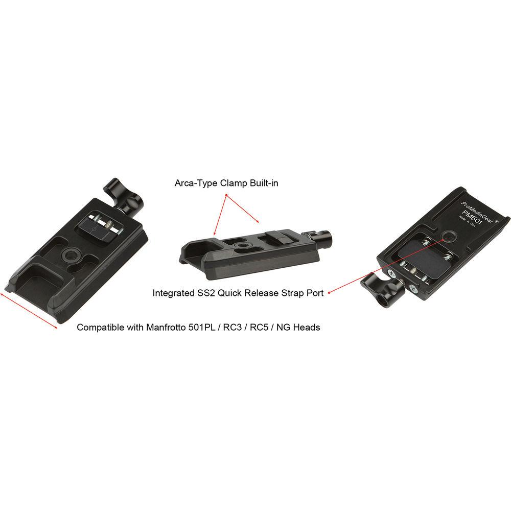 ProMediaGear PM501 Manfrotto-Type Quick Release Plate with Arca-Type Clamp