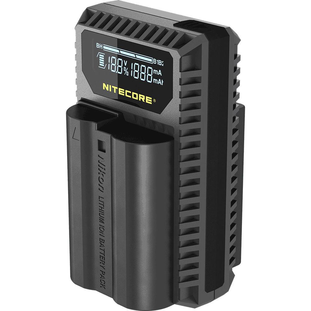 Nitecore UNK1 Dual-Slot USB Travel Charger for Nikon EN-EL14, EN-EL14a, and EN-EL15 Lithium-Ion Batteries