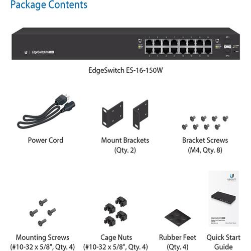 Ubiquiti Networks EdgeSwitch 16-Port 150-Watt Managed PoE Gigabit Switch with SFP