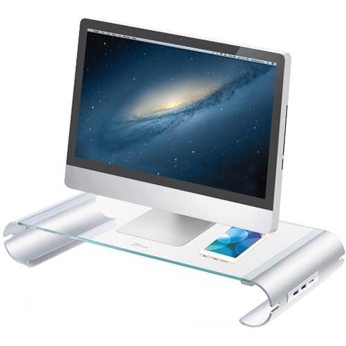 j5create Aluminum & Tempered Glass Monitor Stand with USB Hub