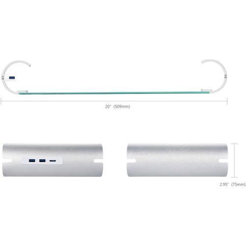 j5create Aluminum & Tempered Glass Monitor Stand with USB Hub