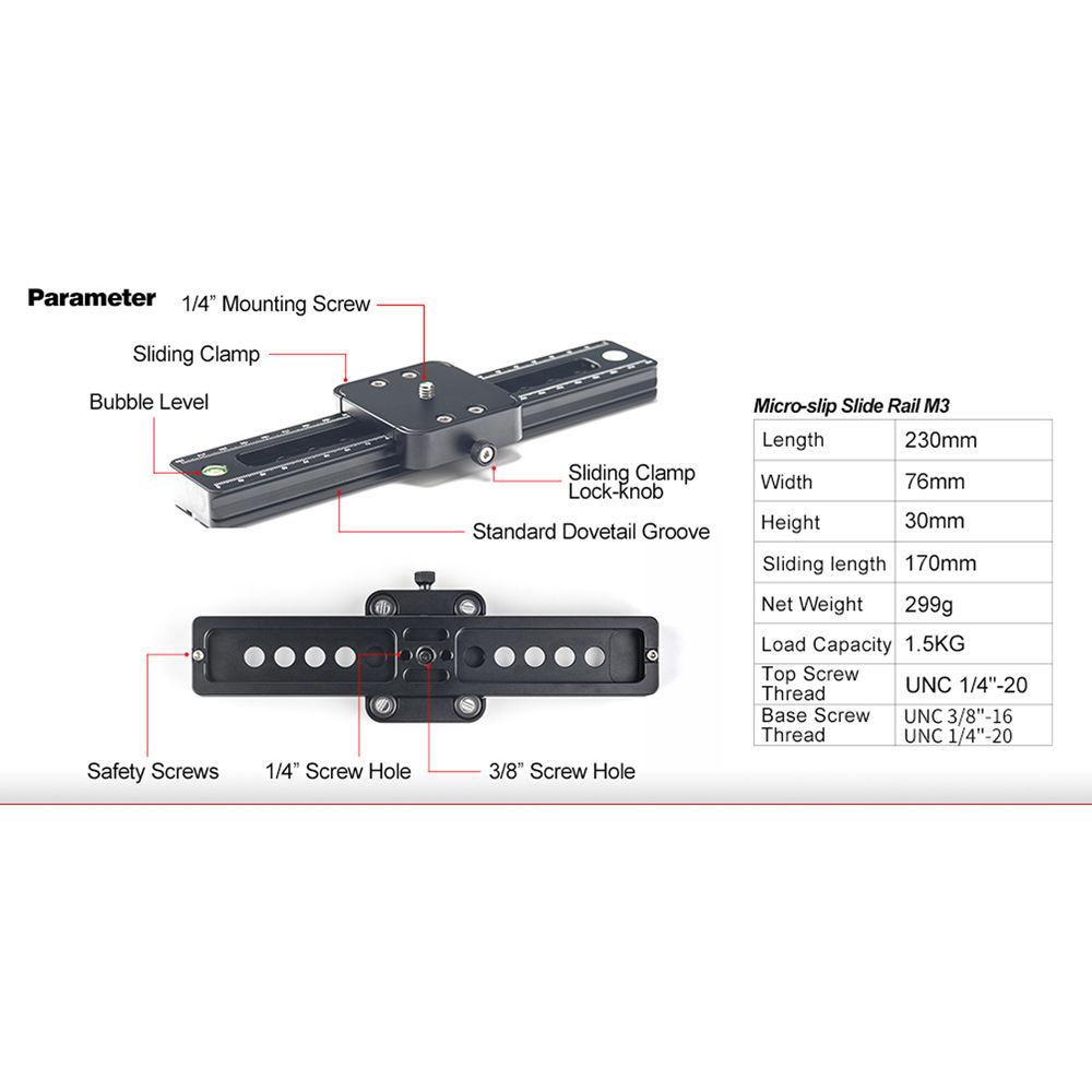 Sunwayfoto M3 Micro-Slip Slide Video Rail