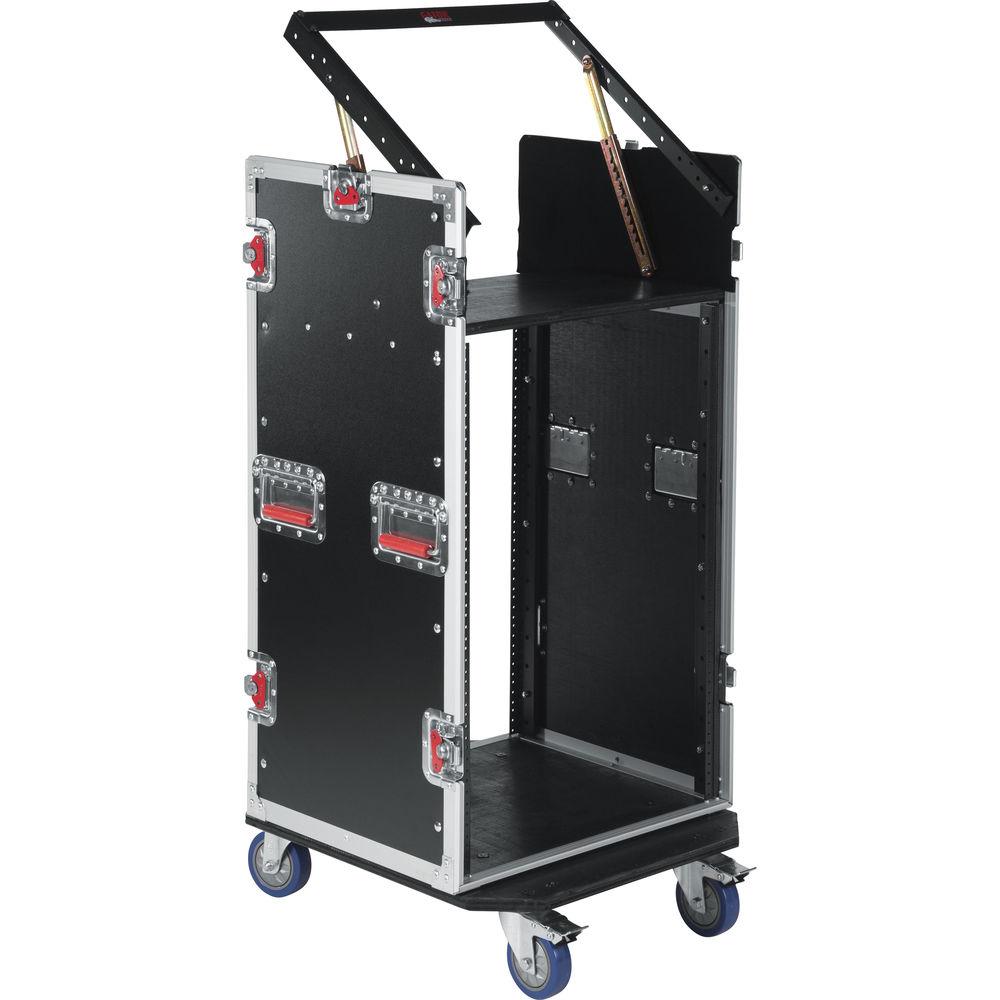 Gator Cases G-TOUR 10X16 PU Pop-Up Console Rack Case - 10 Space Top and 16 Space Front and Rear Rackable Audio Equipment