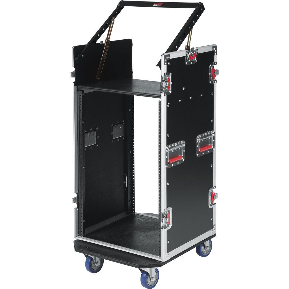Gator Cases G-TOUR 10X16 PU Pop-Up Console Rack Case - 10 Space Top and 16 Space Front and Rear Rackable Audio Equipment