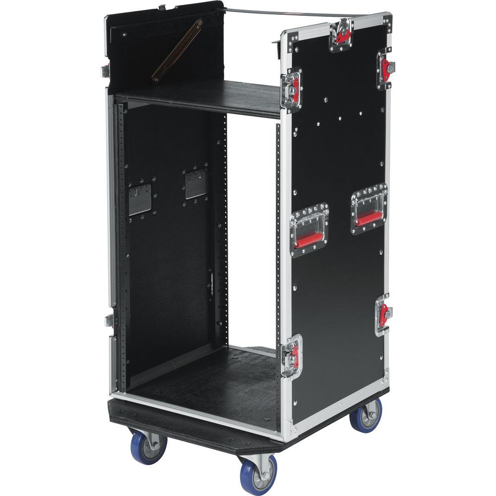 Gator Cases G-TOUR 10X16 PU Pop-Up Console Rack Case - 10 Space Top and 16 Space Front and Rear Rackable Audio Equipment