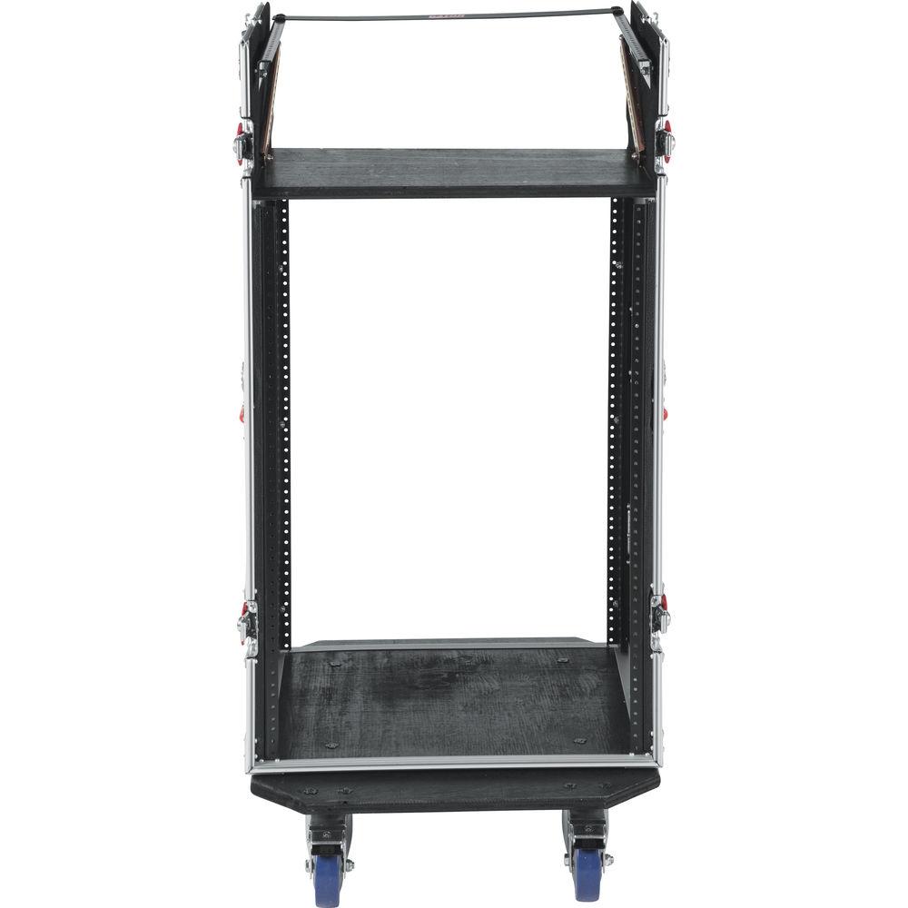 Gator Cases G-TOUR 10X16 PU Pop-Up Console Rack Case - 10 Space Top and 16 Space Front and Rear Rackable Audio Equipment