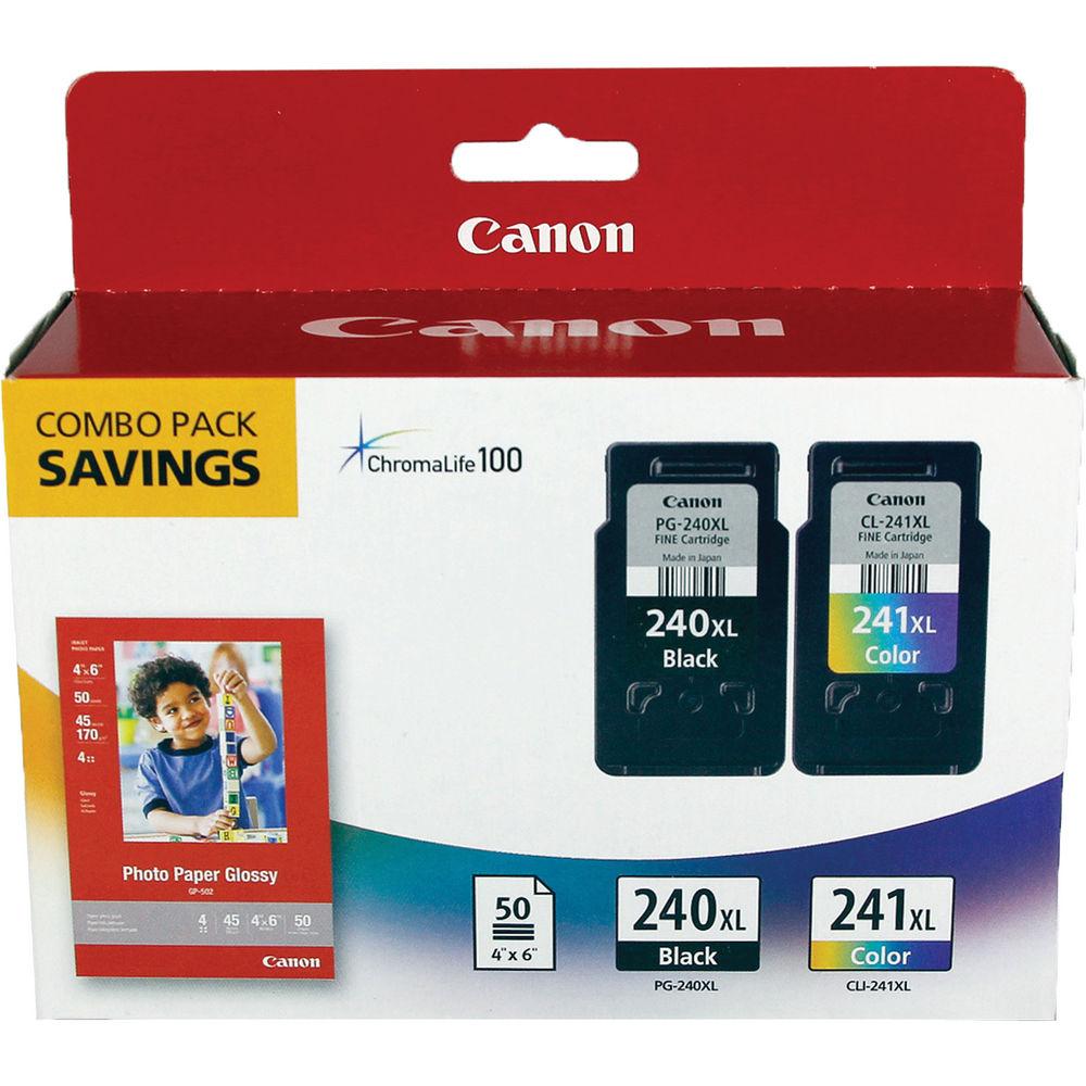Canon PG-240XL CL-241XL Ink Cartridge Combo Pack with GP-502 Paper