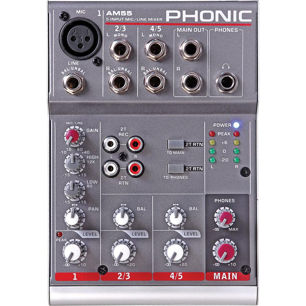 Phonic AM 55 1-Mic Line, 2-Stereo Compact Analog Mixer