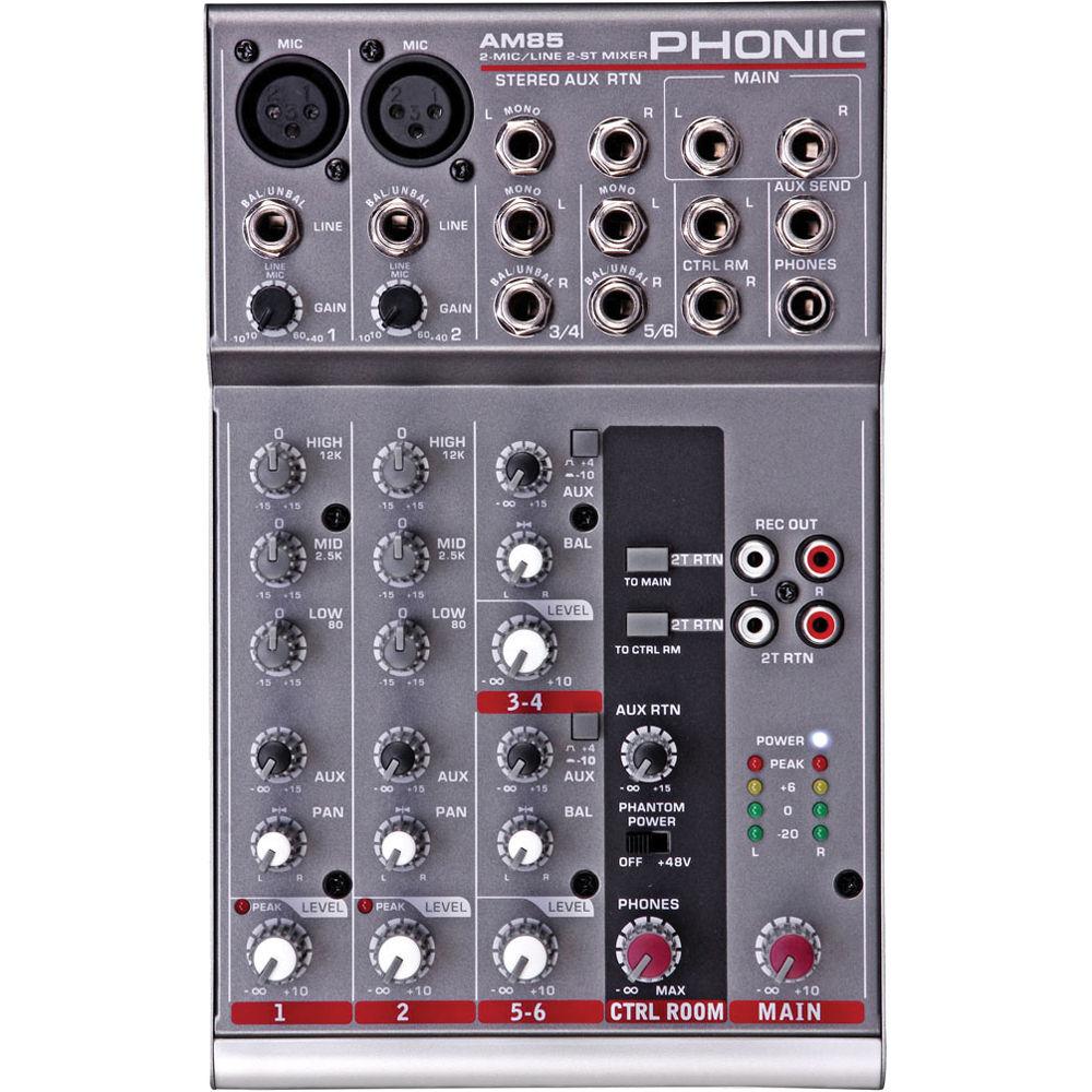 Phonic AM 85 2-Mic Line, 2-Stereo Compact Analog Mixer
