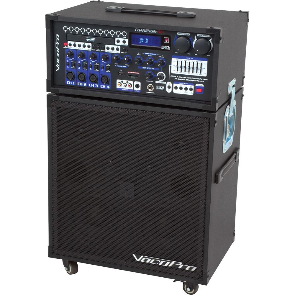 VocoPro CHAMPION-REC 3 200W 4-Channel Multi-Format Portable PA System with Digital Recorder
