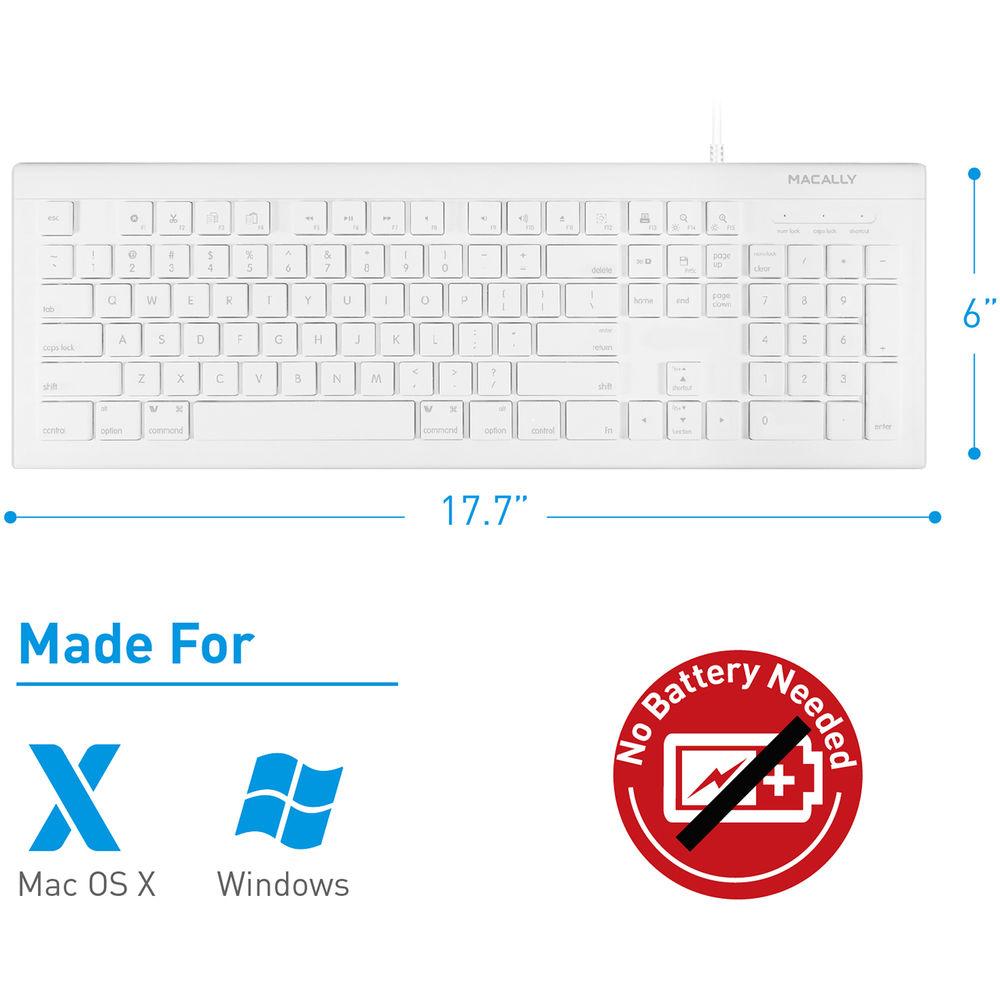 Macally 103 Key Full-Size USB Keyboard With Shortcut Keys for Mac