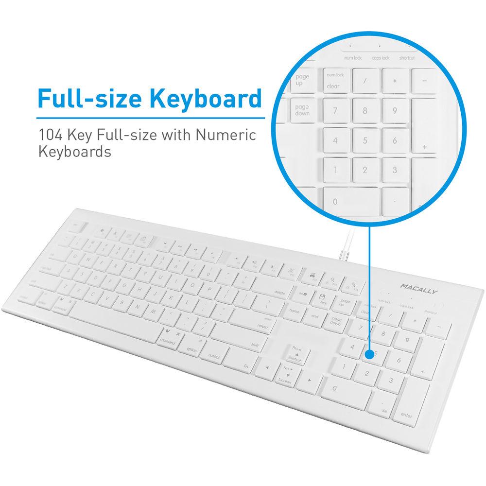 Macally 103 Key Full-Size USB Keyboard With Shortcut Keys for Mac