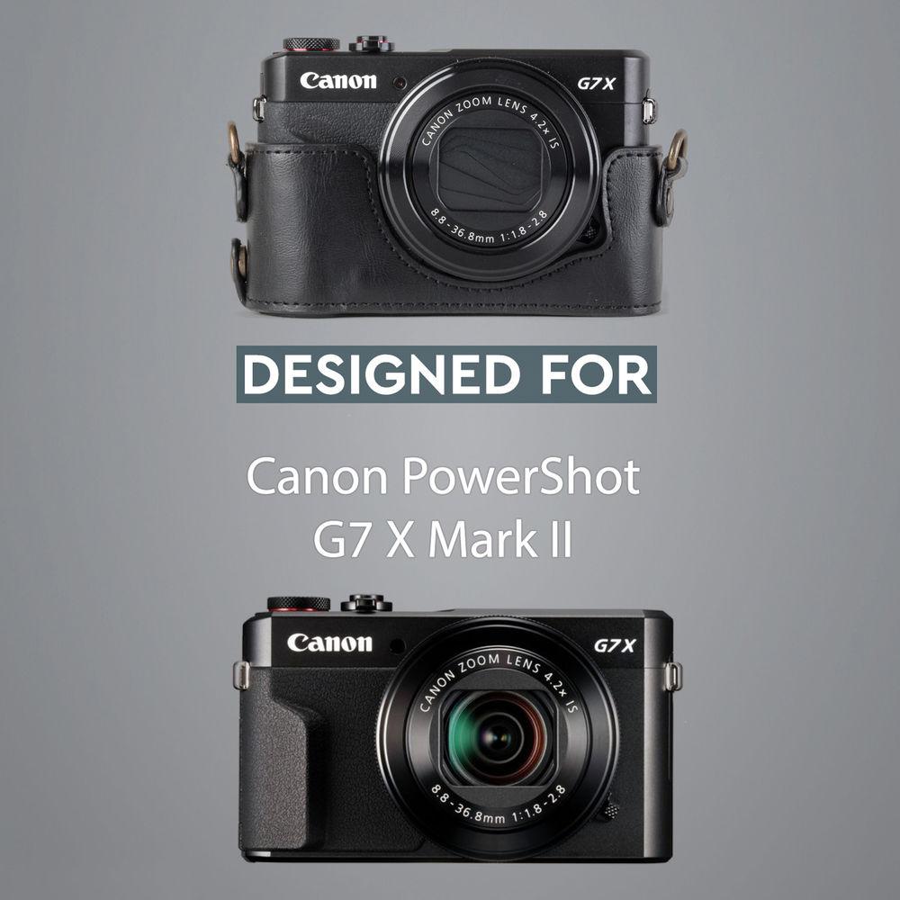 MegaGear Genuine Leather Camera Half Case and Strap for Canon PowerShot G7 X Mark II