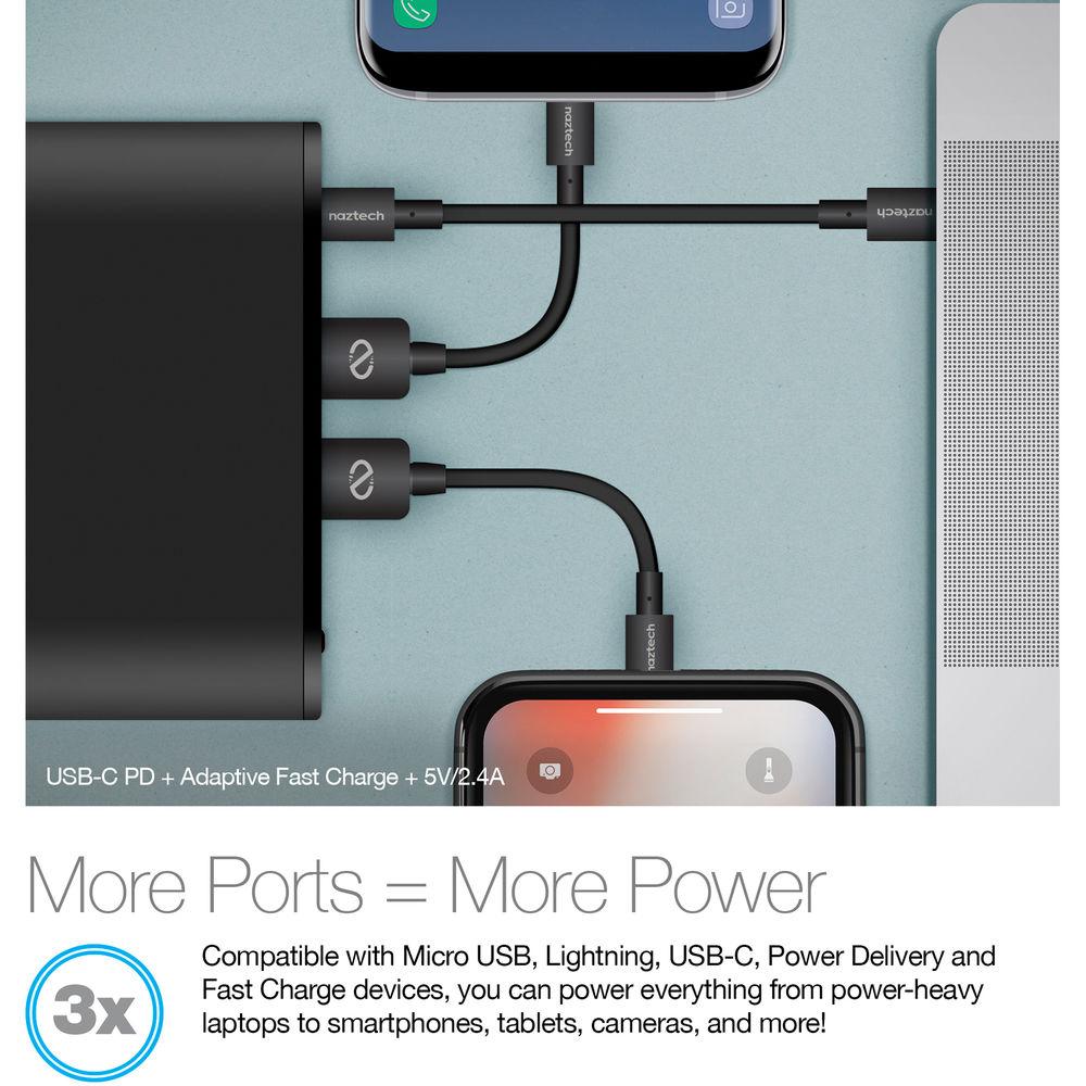 Naztech 18W 13,400mAh USB Type-C PD Portable Battery with QC 3.0 Fast Charge