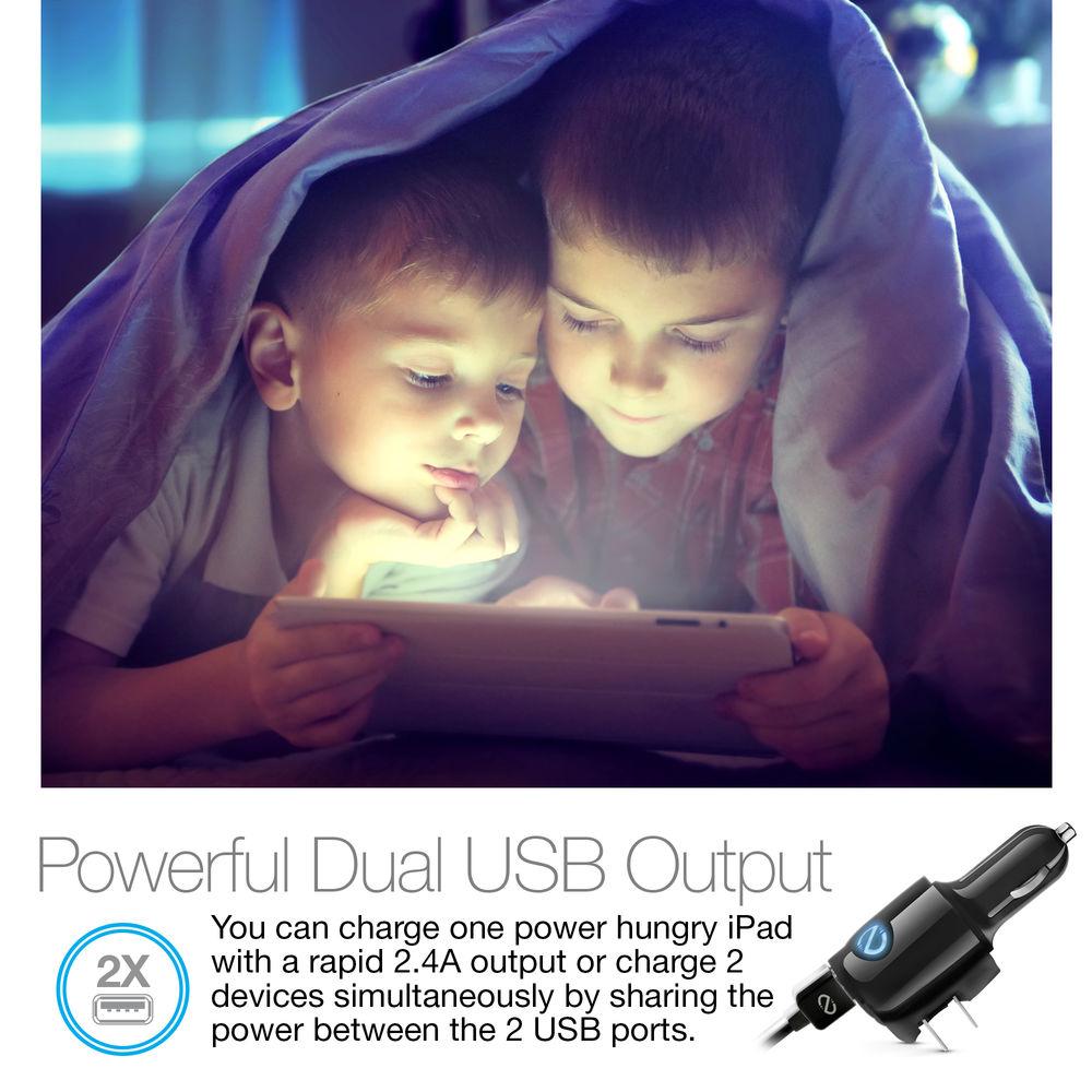 Naztech N321 All-In-One Dual USB Charger with Lighted USB Type-C Flat Cable