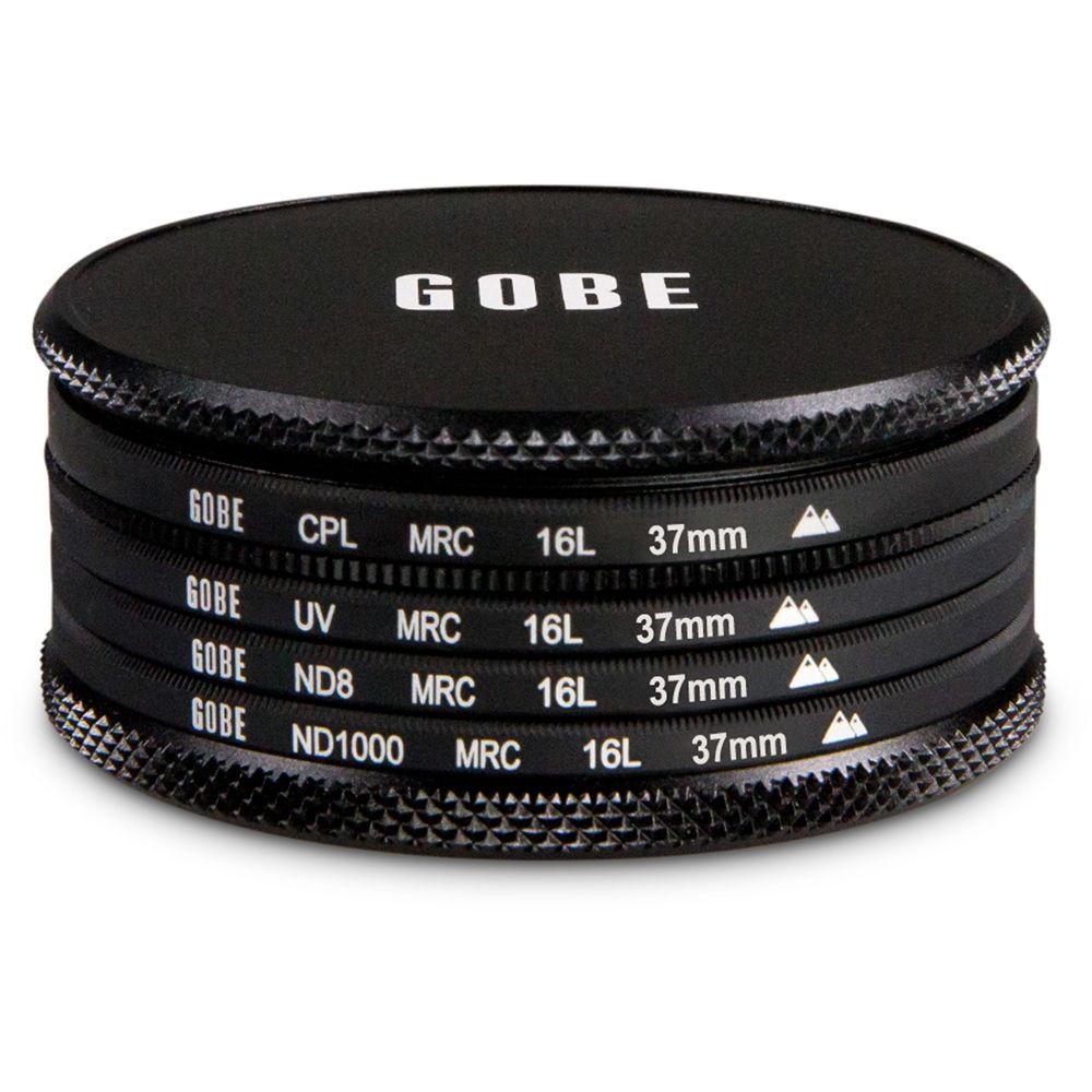 Gobe 37mm Essentials 2Peak UV, Circular Polarizer, ND8, and ND1000 Filter Kit