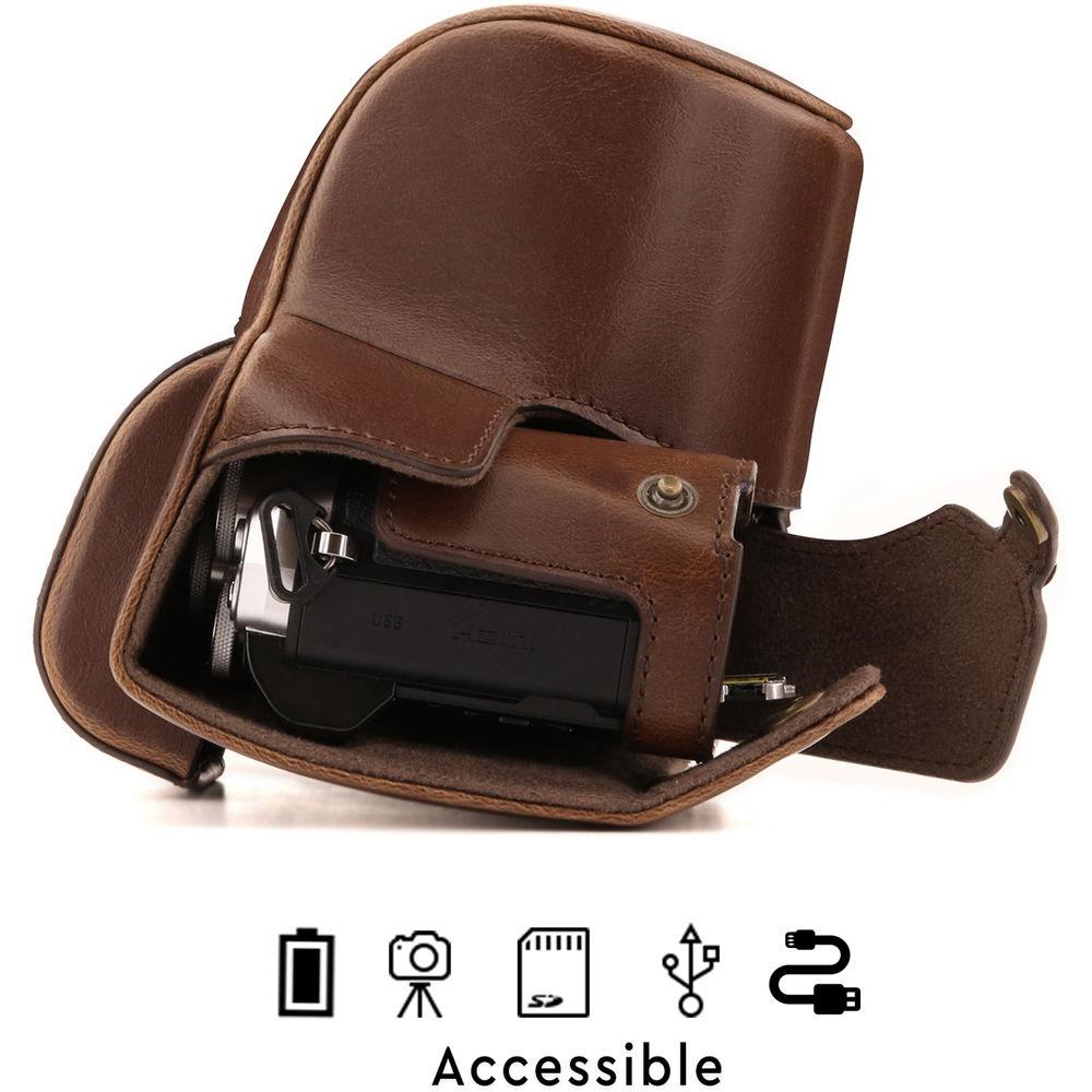 MegaGear Ever Ready Leather Camera Case for Olympus OM-D E-M10 Mark III with 14-42mm Lens