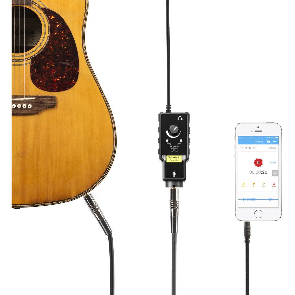 Saramonic SmartRig II XLR Mic & 1 4" Guitar Adapter with Phantom Power Preamp for Smartphones
