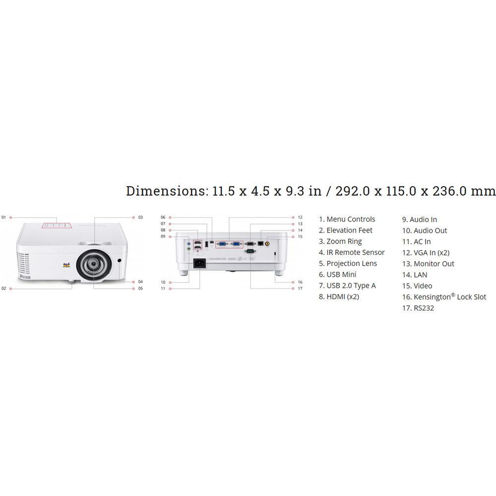 ViewSonic PS600W 3500-Lumen WXGA Short-Throw DLP Projector